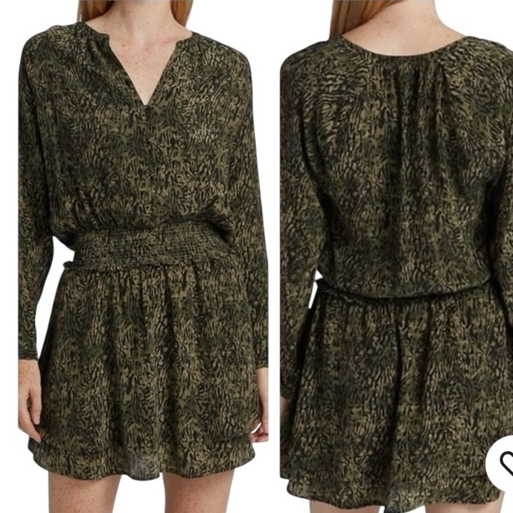 Rails Jasmine Olive Static Printed V Neck Smocked… - image 2